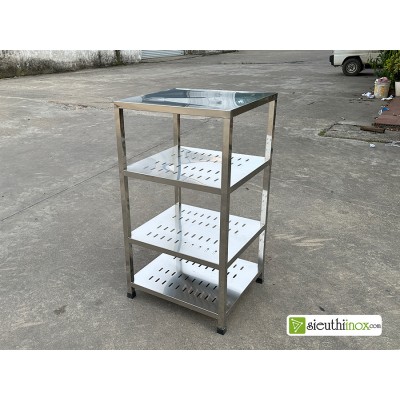Kệ inox 4 tầng có sàn đột lỗ thoáng