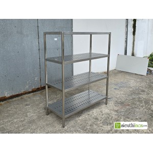 Kệ inox 4 tầng tấm đột lỗ, 120x50x150