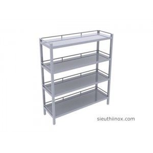 Kệ inox 4 tầng có lan can