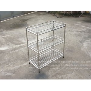 Giá để bát đĩa inox 3 tầng loại dày Giá để bát đĩa inox 3 tầng loại dày