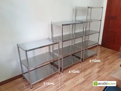 Kệ inox 3, 4, 5 tầng lắp ghép Hoasen các cỡ Kệ inox 3, 4, 5 tầng lắp ghép Hoasen các cỡ