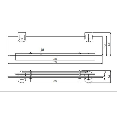 Kệ kính inox 802 Kệ kính inox 802