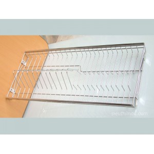 Giá inox úp đĩa cho tủ bếp trên, có nẹp ống 9.5