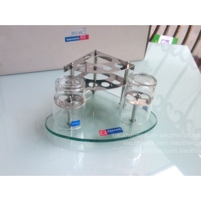 Kệ bàn chải góc inox 304, kèm cốc, KA06