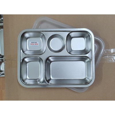 Khay cơm inox, hộp cơm văn phòng 5 ngăn, 5N3023 Khay cơm inox, hộp cơm văn phòng 5 ngăn, 5N3023