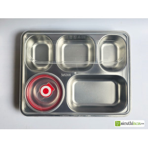 Khay cơm inox 5 ngăn có bát đựng canh