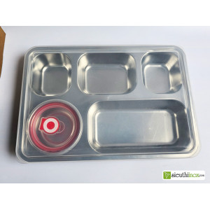 Khay cơm inox 5 ngăn cỡ lớn có bát đựng canh