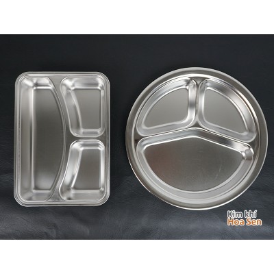 Khay cơm inox 3 ngăn tròn, 3NT