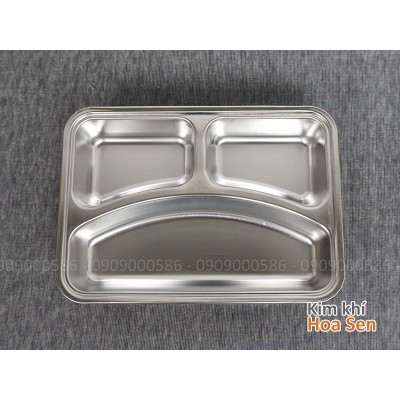 Khay cơm inox 3 ngăn 2417