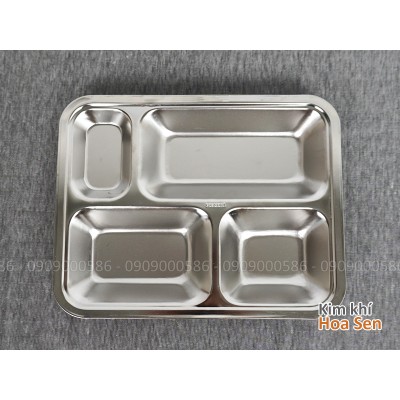 Khay cơm inox loại 4 ngăn có nắp đậy, 4N2923