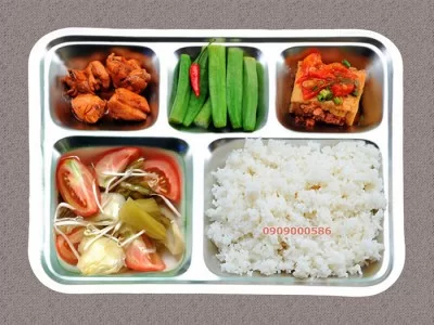 Các loại khay cơm inox loại 5 ngăn