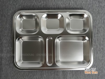 Khay cơm văn phòng loại 6 ngăn, 3627, inox 304