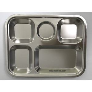 Khay cơm inox 5 ngăn bé dày 0.5mm  