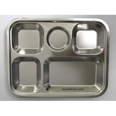 Khay cơm inox 5 ngăn bé dày 0.5mm  