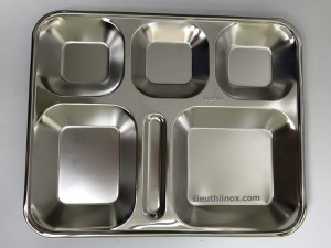 Khay cơm inox 6 ngăn (cuốn mép) inox 304