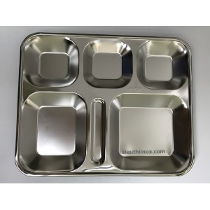 Khay cơm inox 6 ngăn (cuốn mép) inox 304