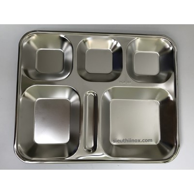 Khay cơm inox 6 ngăn (cuốn mép) inox 304