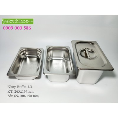 Khay inox Buffet - Khay GN 1/4- Khay Topping - Khay đựng thực phẩm cao cấp Khay inox Buffet - Khay GN 1/4- Khay Topping - Khay đựng thực phẩm cao cấp