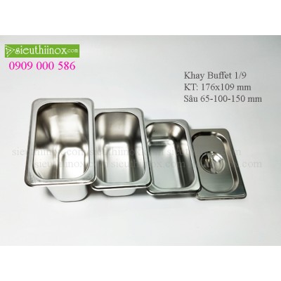 Khay inox Buffet 1/9 - Khay GN - Khay Topping - Khay đựng thực phẩm cao cấp