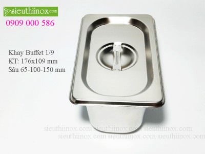 Khay inox Buffet 1/9 - Khay GN - Khay Topping - Khay đựng thực phẩm cao cấp