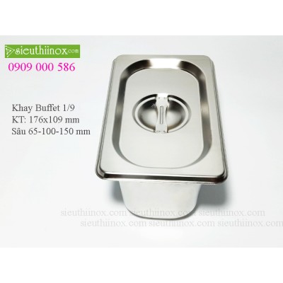 Khay inox Buffet 1/9 - Khay GN - Khay Topping - Khay đựng thực phẩm cao cấp