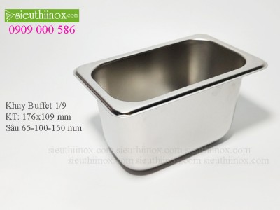 Khay inox Buffet 1/9 - Khay GN - Khay Topping - Khay đựng thực phẩm cao cấp