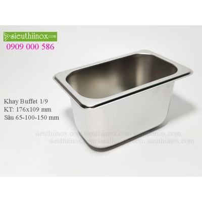 Khay inox Buffet 1/9 - Khay GN - Khay Topping - Khay đựng thực phẩm cao cấp
