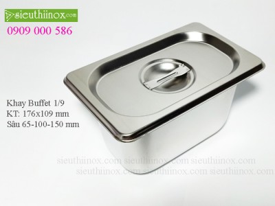 Khay inox Buffet 1/9 - Khay GN - Khay Topping - Khay đựng thực phẩm cao cấp