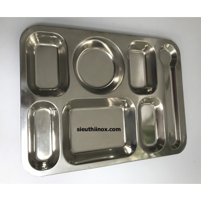 Khay cơm inox 6 ngăn thanh lý