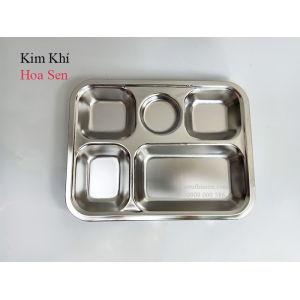 Khay cơm inox 5 ngăn bé SUS 201 dày 0.7mm 
