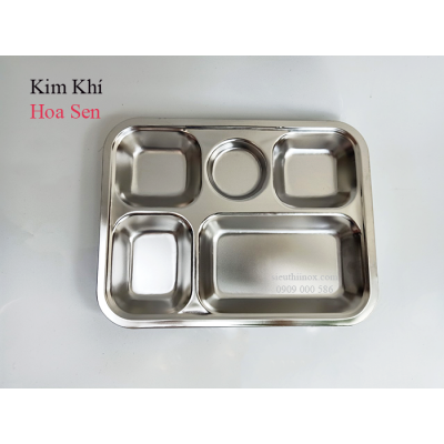 Khay cơm inox 5 ngăn bé SUS 201 dày 0.7mm 