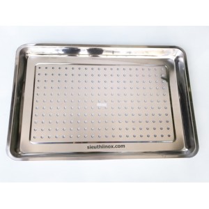 Khay inox 40x60 sâu 2cm lỗ thủng Khay inox 40x60 sâu 2cm lỗ thủng