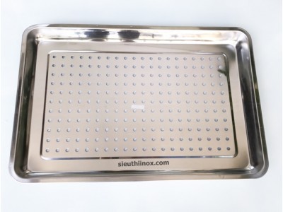 Khay inox 40x60 sâu 2cm lỗ thủng