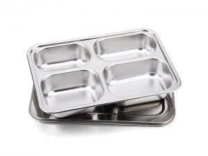 Khay cơm inox 4 ngăn kèm nắp inox