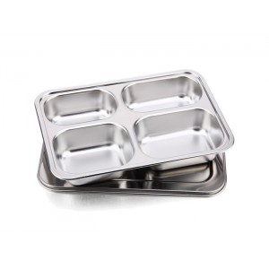 Khay cơm inox 4 ngăn kèm nắp inox Khay cơm inox 4 ngăn kèm nắp inox
