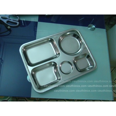 Khay cơm inox 5 ngăn to