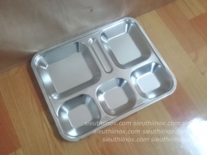 Khay cơm inox 6 ngăn (ép mép)