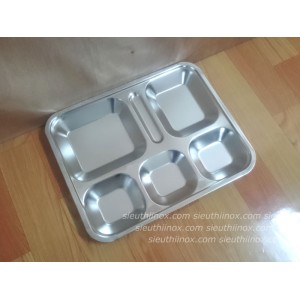 Khay cơm inox 6 ngăn (ép mép)