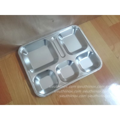 Khay cơm inox 6 ngăn (ép mép) SUS 304