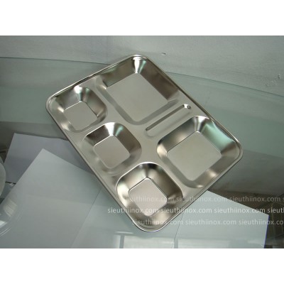 Khay cơm inox 6 ngăn (cuốn mép) Khay cơm inox 6 ngăn (cuốn mép)