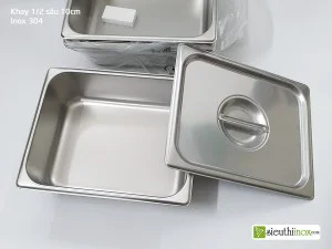 Khay đựng topping, khay buffet GN 1/2, inox 304