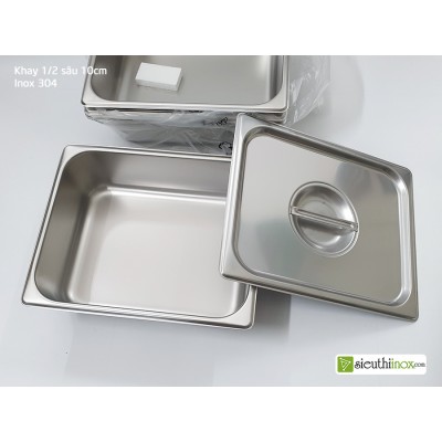 Khay đựng topping, khay buffet GN 1/2, inox 304