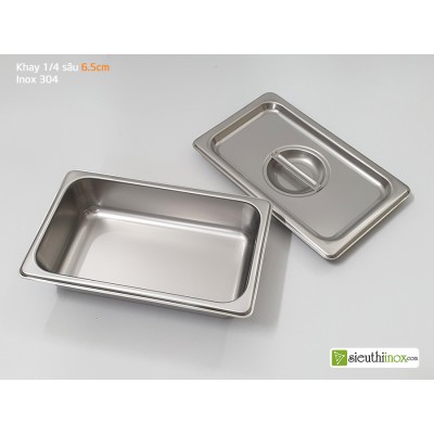 Khay đựng topping, khay buffet GN 1/4, inox 304
