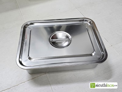 Khay inox có nắp nhiều cỡ