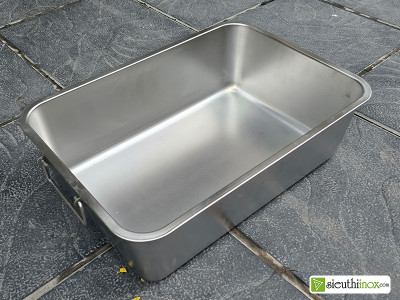 Khay inox đựng thực phẩm có quai xách Khay inox đựng thực phẩm có quai xách