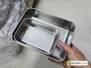 Khay inox viền nhỏ sâu lòng đựng đồ đa năng