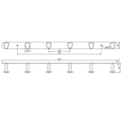 Móc treo quần áo inox 6 khuyên, BN336 Móc treo quần áo inox 6 khuyên, BN336