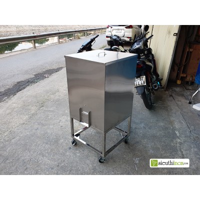 Thùng đựng gạo inox có bánh xe