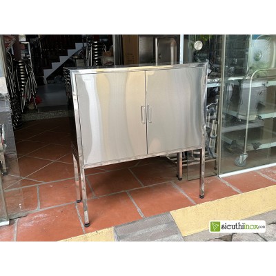 Tủ inox đựng bát đĩa loại có chân cao, 90x35