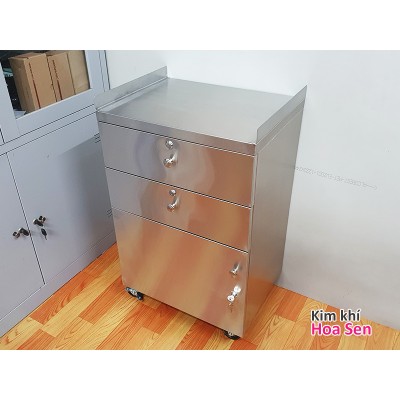 Tủ inox 3 ngăn có bánh xe di động
